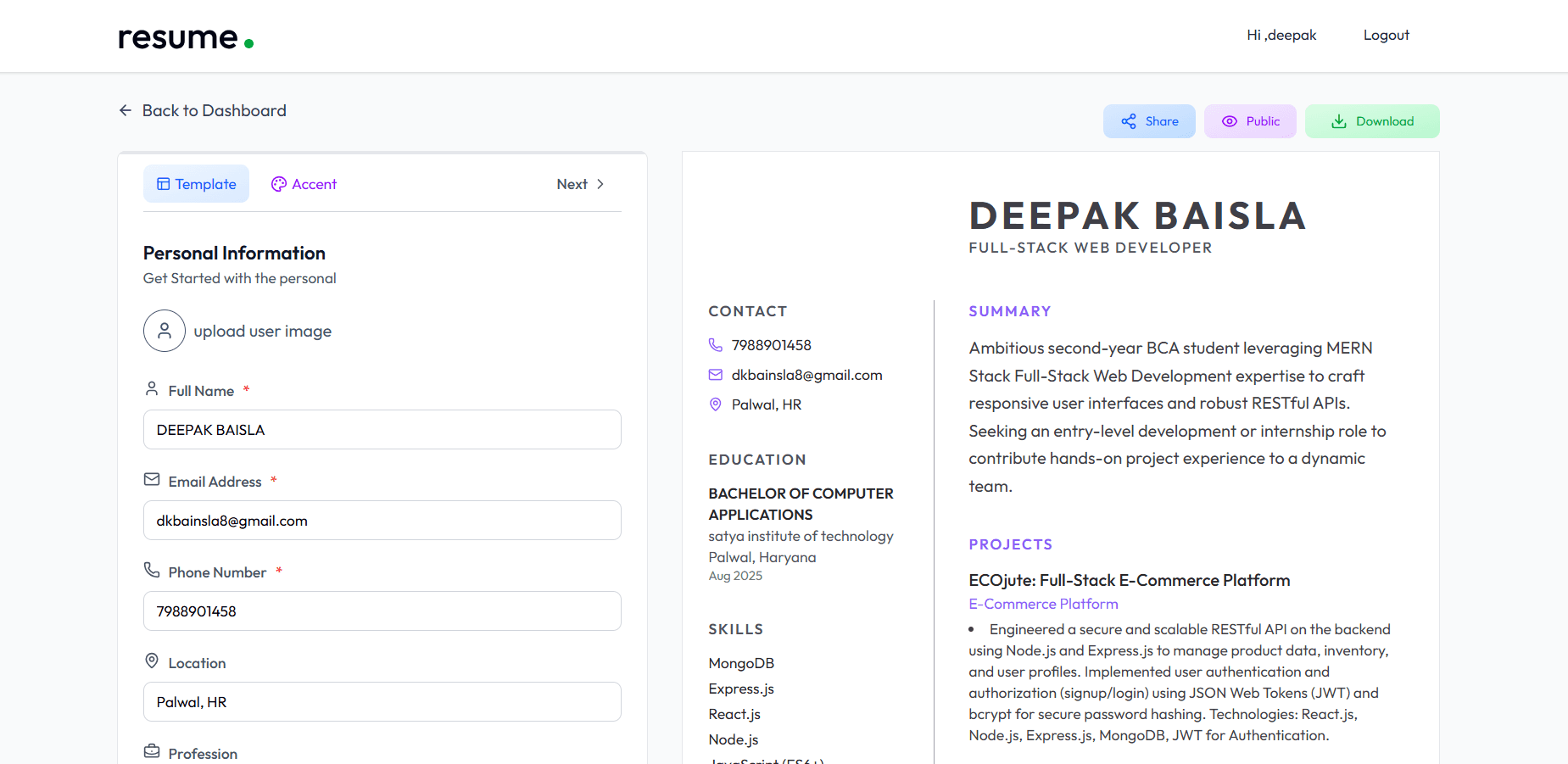 Deepak | Web Developer